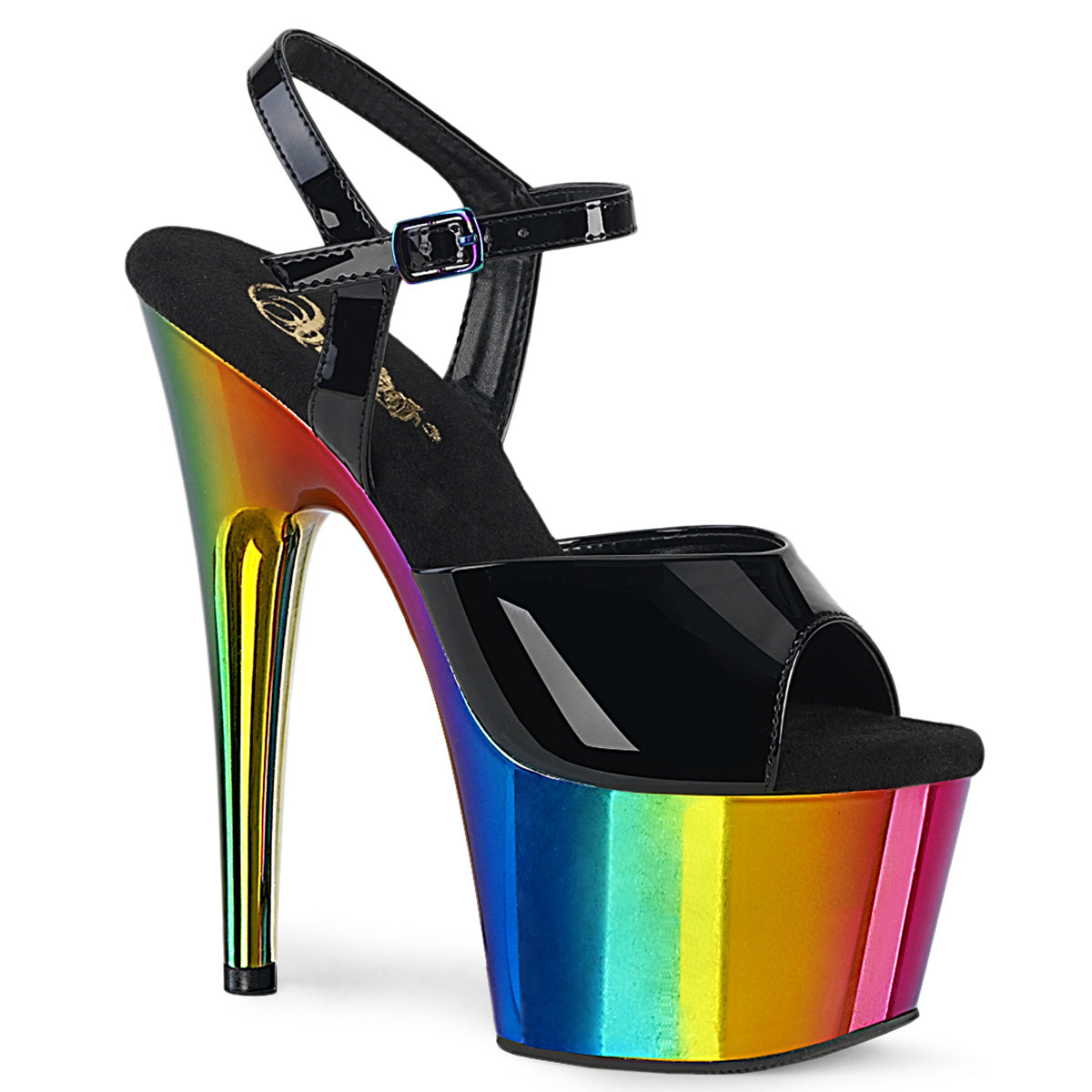 ADORE-709RC *7" Heel, 2 3/4" Chrome Plated PF Ankle Strap Sandal