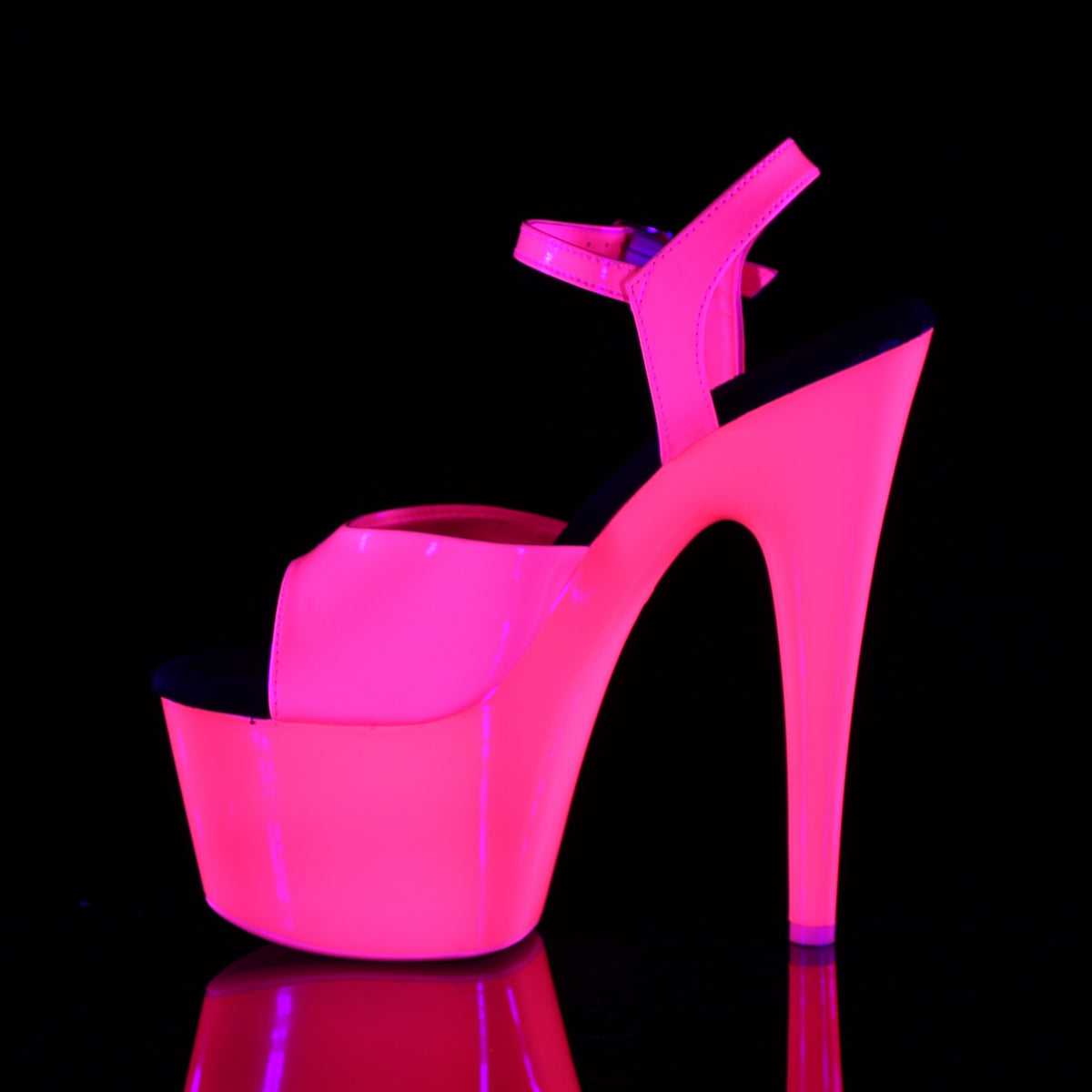 ADORE-709UV 7" Heel, 2 3/4" PF UV Reactive Ankle Strap Sandal
