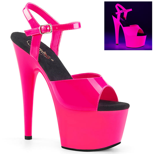 ADORE-709UV 7" Heel, 2 3/4" PF UV Reactive Ankle Strap Sandal