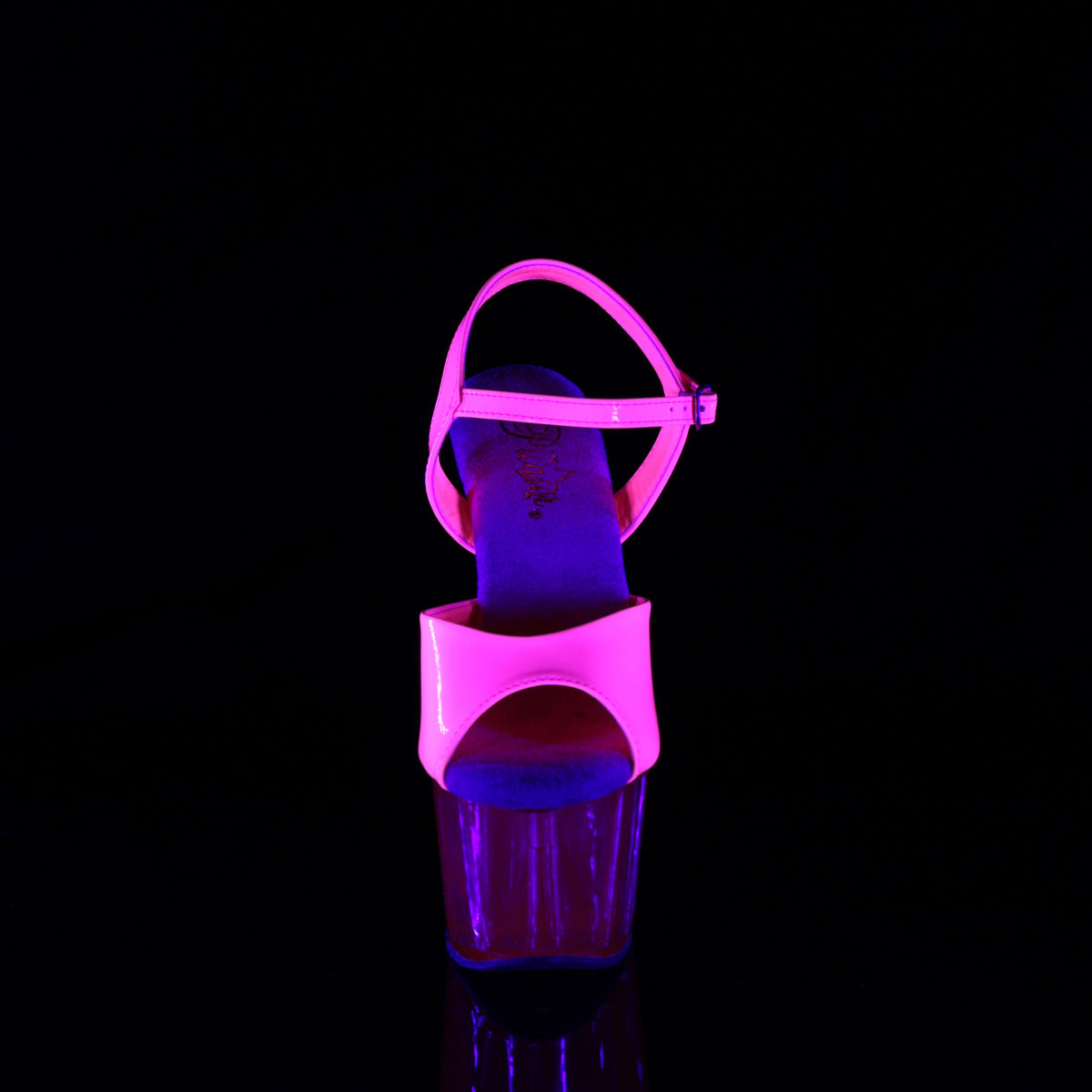ADORE-709UVT 7" Heel, 2 3/4" UV Reactive Tinted PF Ankle Strap Sandal