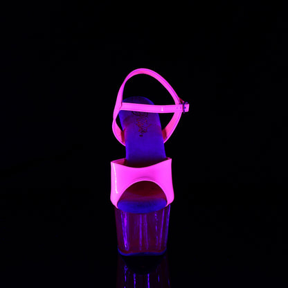 ADORE-709UVT 7" Heel, 2 3/4" UV Reactive Tinted PF Ankle Strap Sandal