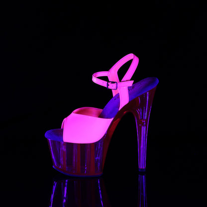 ADORE-709UVT 7" Heel, 2 3/4" UV Reactive Tinted PF Ankle Strap Sandal