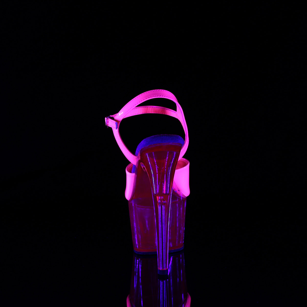 ADORE-709UVT 7" Heel, 2 3/4" UV Reactive Tinted PF Ankle Strap Sandal
