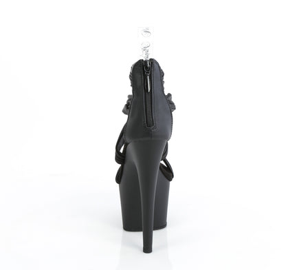 ADORE-720 7" Heel, 2 3/4" PF Ruched Ankle Strap Sandal, Back Zip