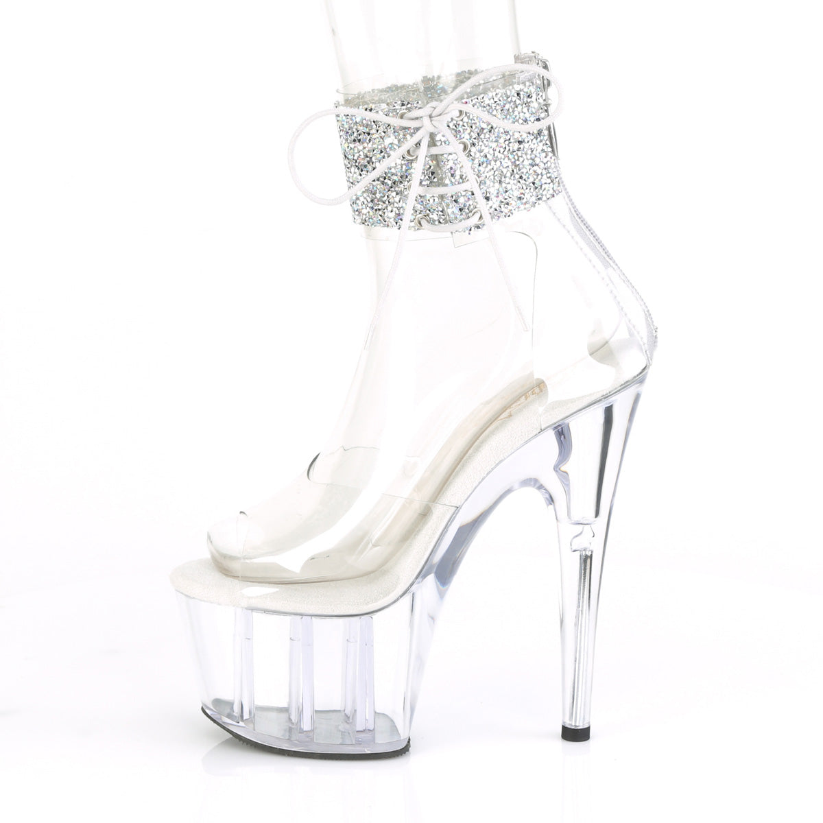 ADORE-724RS-02 7" Heel, 2 3/4" PF Ankle Cuff Sandal w/RS, Back Zip