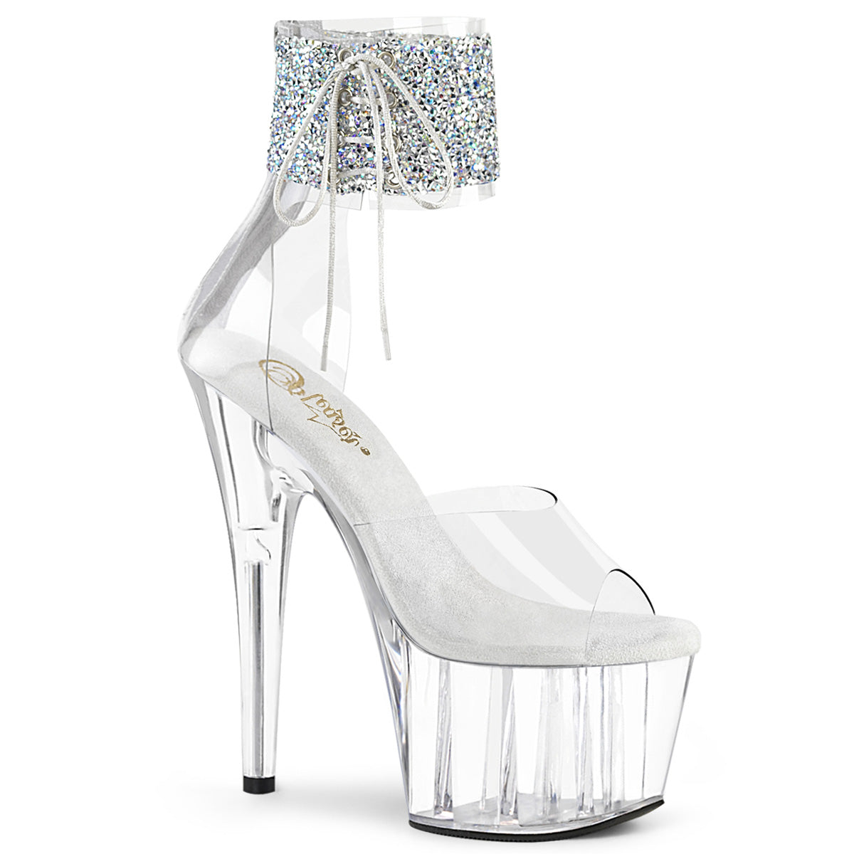 ADORE-724RS-02 7" Heel, 2 3/4" PF Ankle Cuff Sandal w/RS, Back Zip