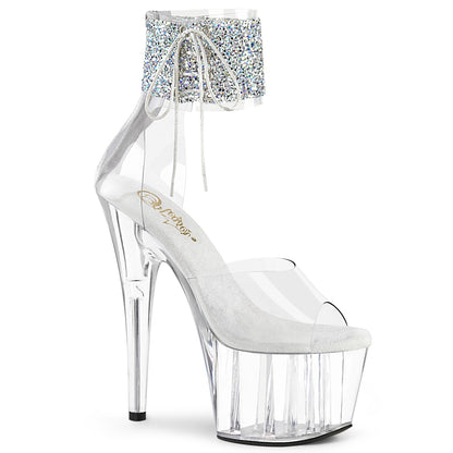 ADORE-724RS-02 7" Heel, 2 3/4" PF Ankle Cuff Sandal w/RS, Back Zip