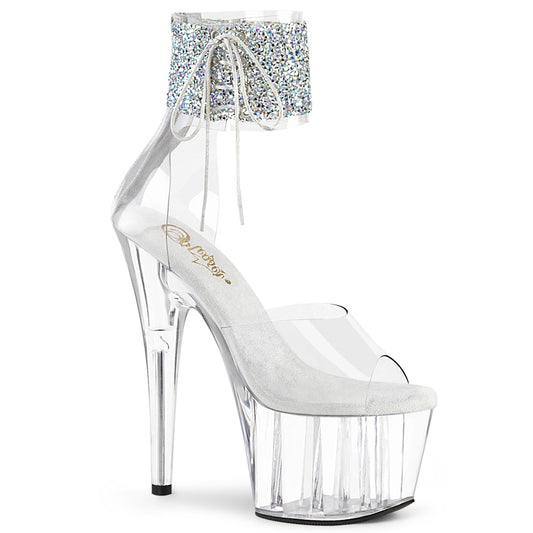ADORE-724RS-02 7" Heel, 2 3/4" PF Ankle Cuff Sandal w/RS, Back Zip
