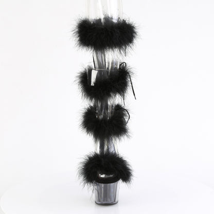 ADORE-728F *7" Heel, 2 3/4" PF Marabou Fur Sandal, Back Zip
