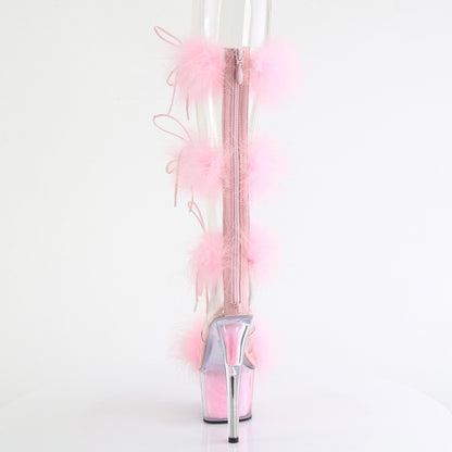 ADORE-728F *7" Heel, 2 3/4" PF Marabou Fur Sandal, Back Zip
