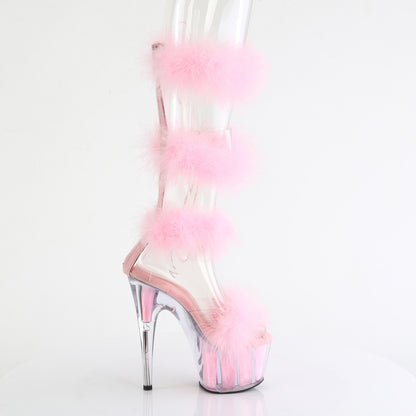 ADORE-728F *7" Heel, 2 3/4" PF Marabou Fur Sandal, Back Zip