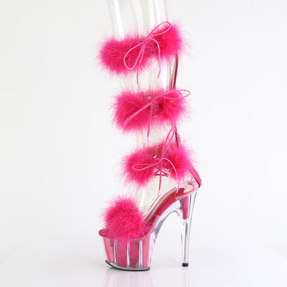 ADORE-728F *7" Heel, 2 3/4" PF Marabou Fur Sandal, Back Zip