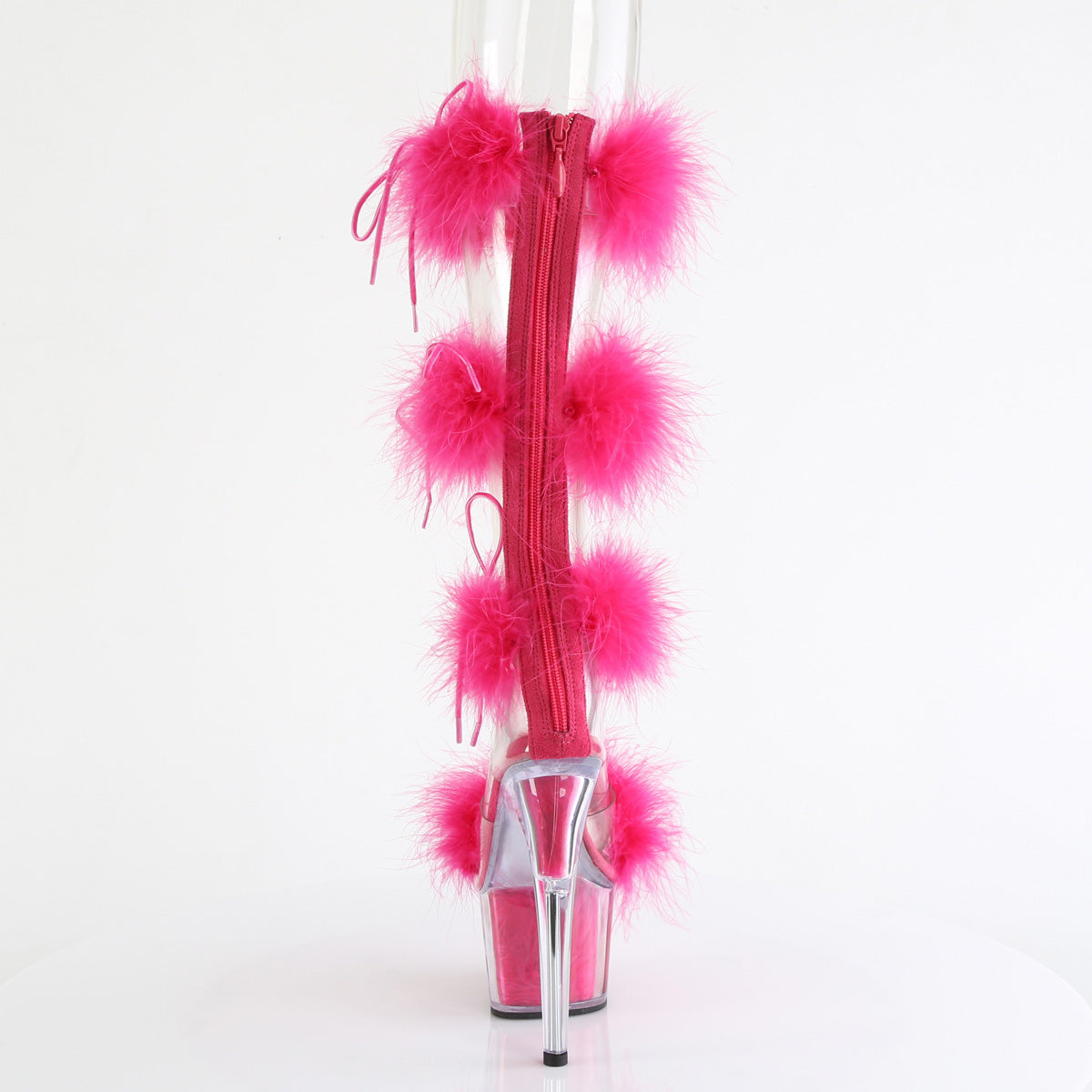 ADORE-728F *7" Heel, 2 3/4" PF Marabou Fur Sandal, Back Zip