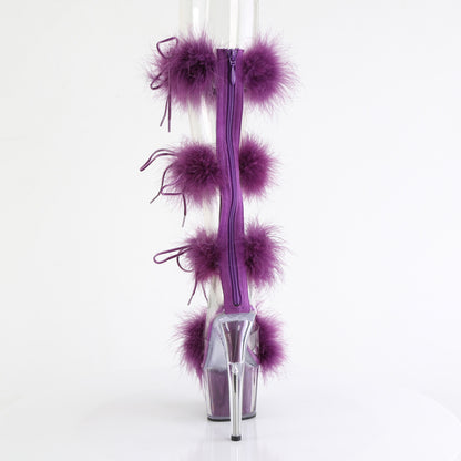 ADORE-728F *7" Heel, 2 3/4" PF Marabou Fur Sandal, Back Zip