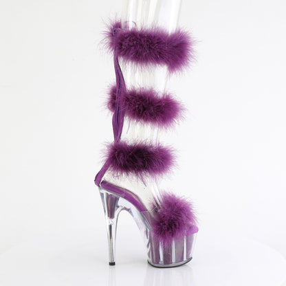 ADORE-728F *7" Heel, 2 3/4" PF Marabou Fur Sandal, Back Zip