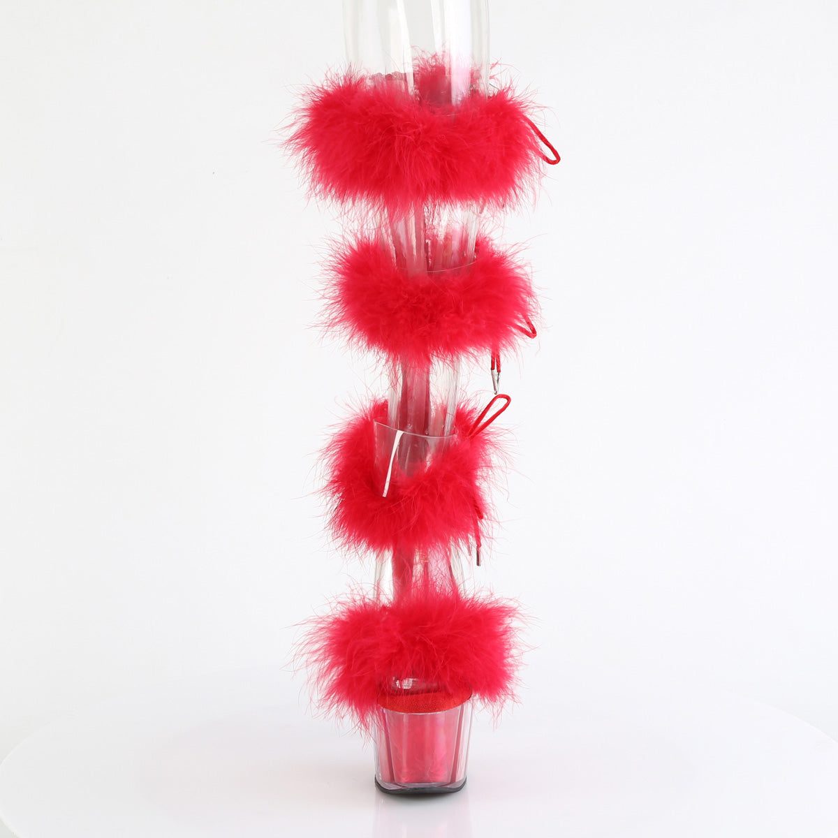 ADORE-728F *7" Heel, 2 3/4" PF Marabou Fur Sandal, Back Zip