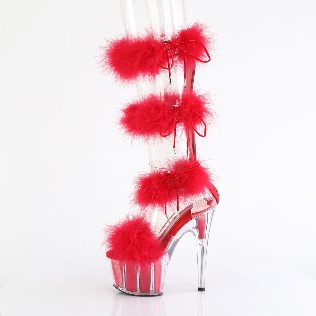 ADORE-728F *7" Heel, 2 3/4" PF Marabou Fur Sandal, Back Zip