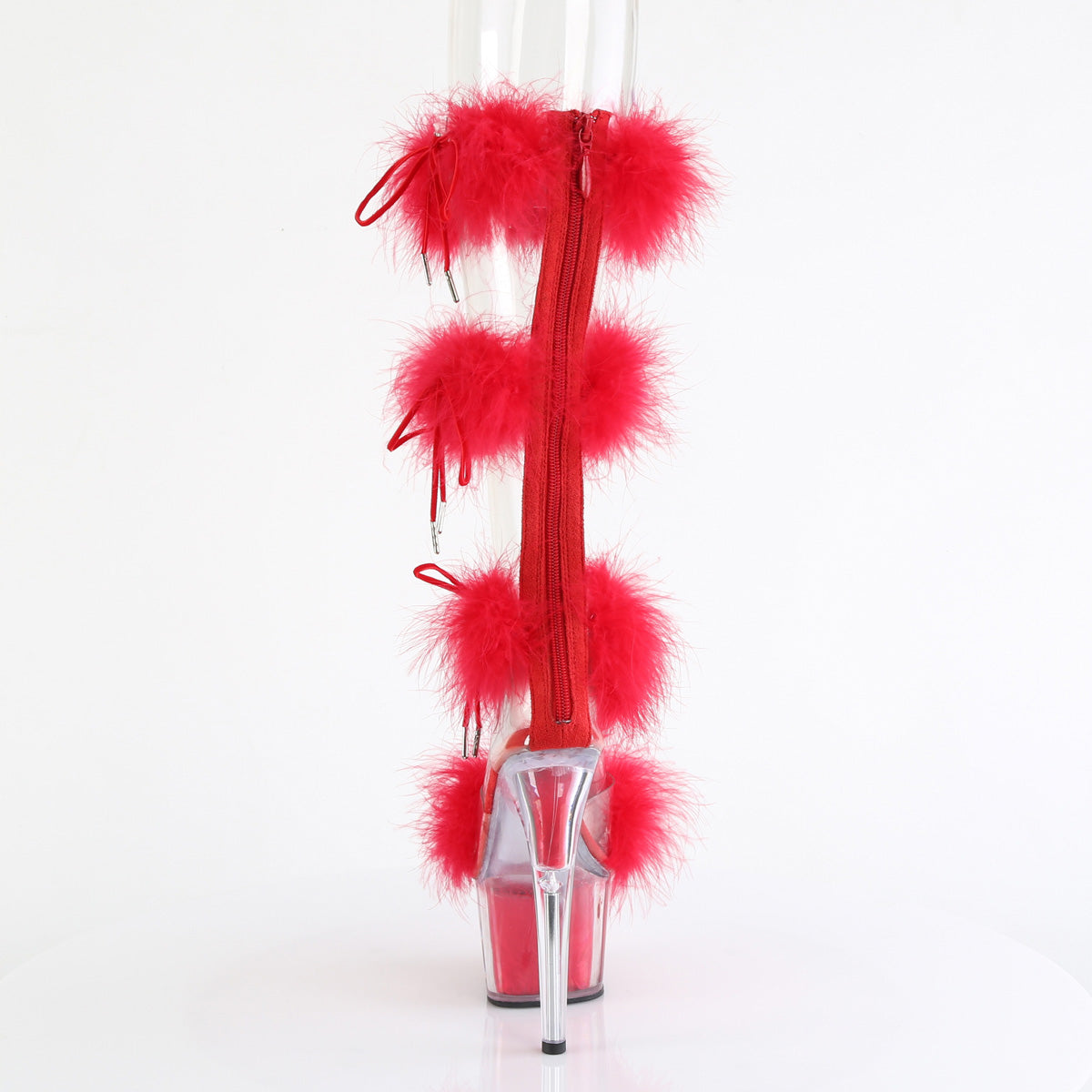 ADORE-728F *7" Heel, 2 3/4" PF Marabou Fur Sandal, Back Zip