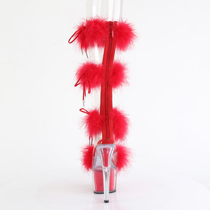 ADORE-728F *7" Heel, 2 3/4" PF Marabou Fur Sandal, Back Zip