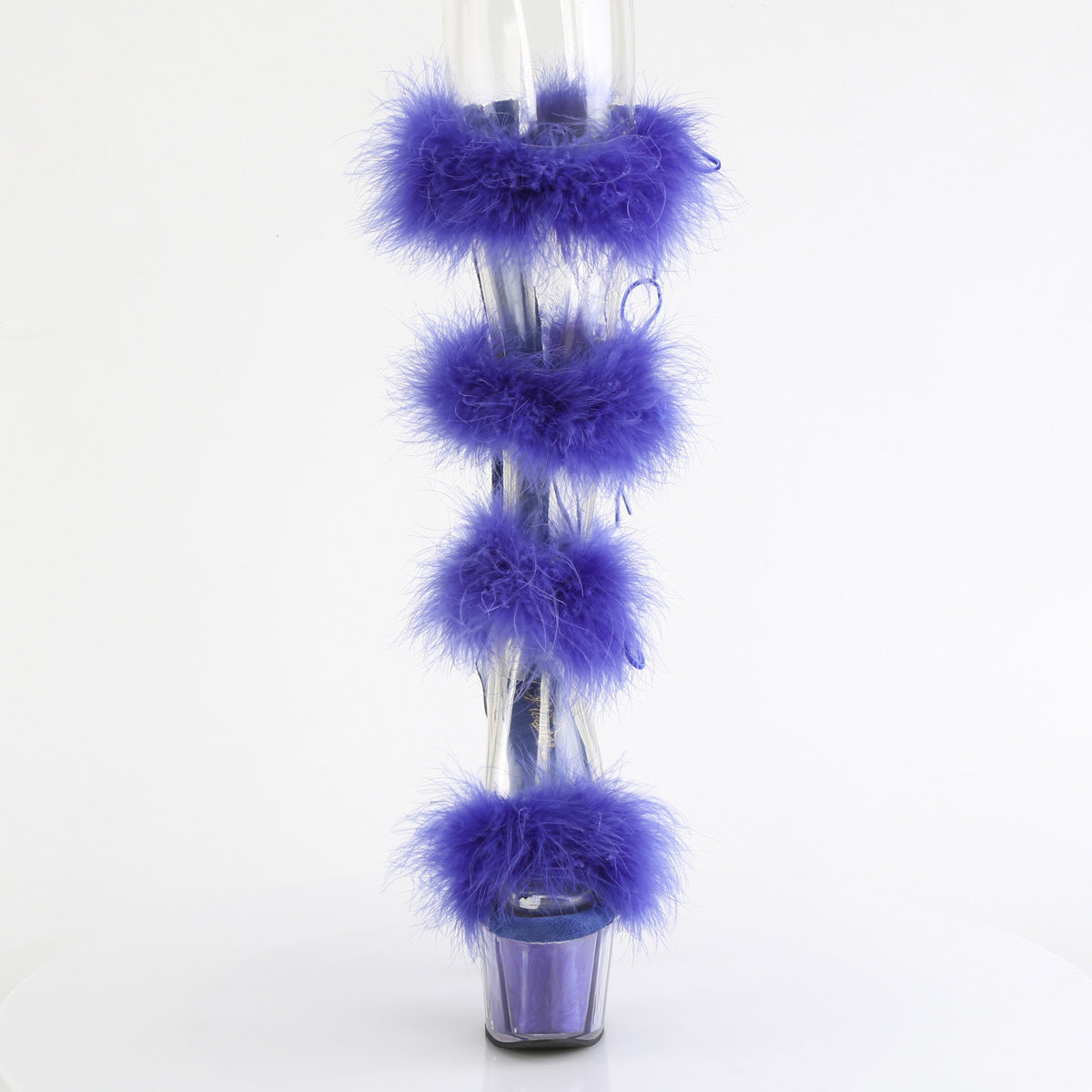 ADORE-728F *7" Heel, 2 3/4" PF Marabou Fur Sandal, Back Zip