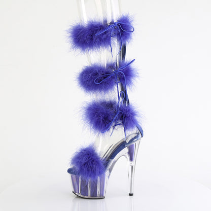 ADORE-728F *7" Heel, 2 3/4" PF Marabou Fur Sandal, Back Zip