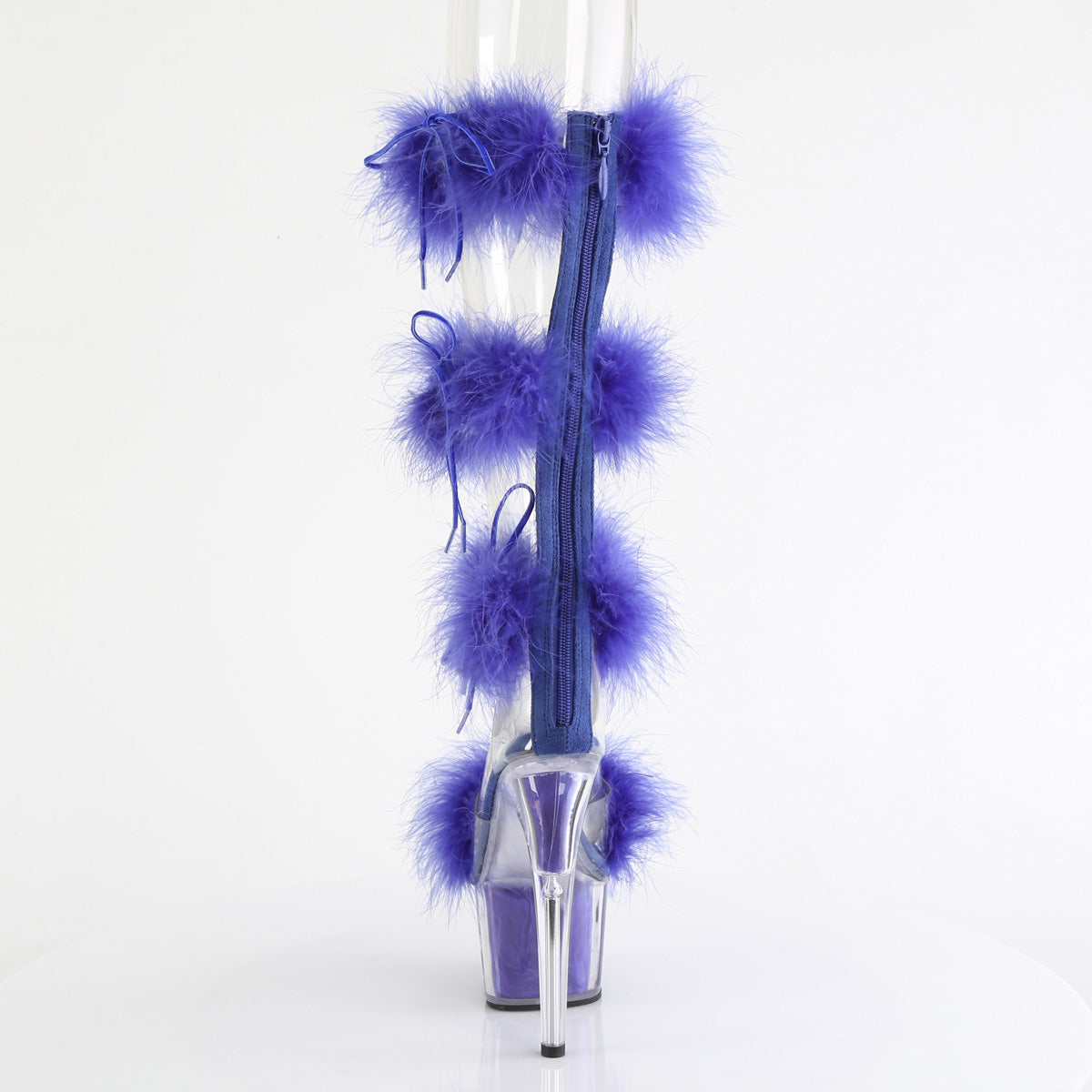 ADORE-728F *7" Heel, 2 3/4" PF Marabou Fur Sandal, Back Zip