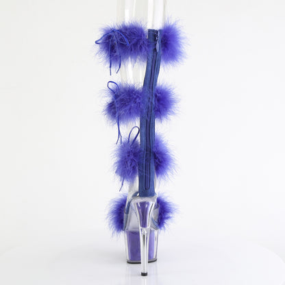 ADORE-728F *7" Heel, 2 3/4" PF Marabou Fur Sandal, Back Zip