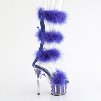 ADORE-728F *7" Heel, 2 3/4" PF Marabou Fur Sandal, Back Zip