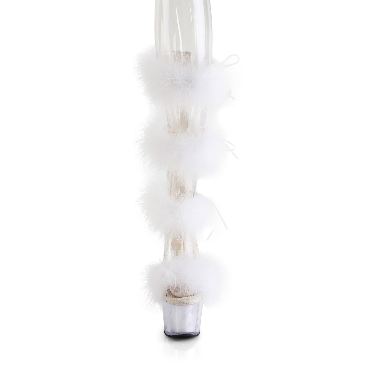 ADORE-728F *7" Heel, 2 3/4" PF Marabou Fur Sandal, Back Zip