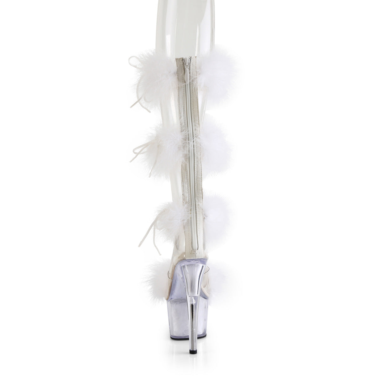 ADORE-728F *7" Heel, 2 3/4" PF Marabou Fur Sandal, Back Zip