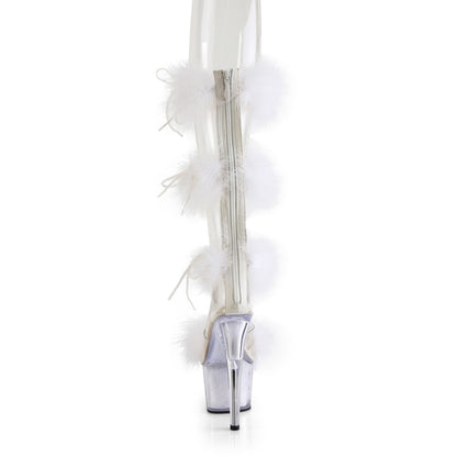 ADORE-728F *7" Heel, 2 3/4" PF Marabou Fur Sandal, Back Zip