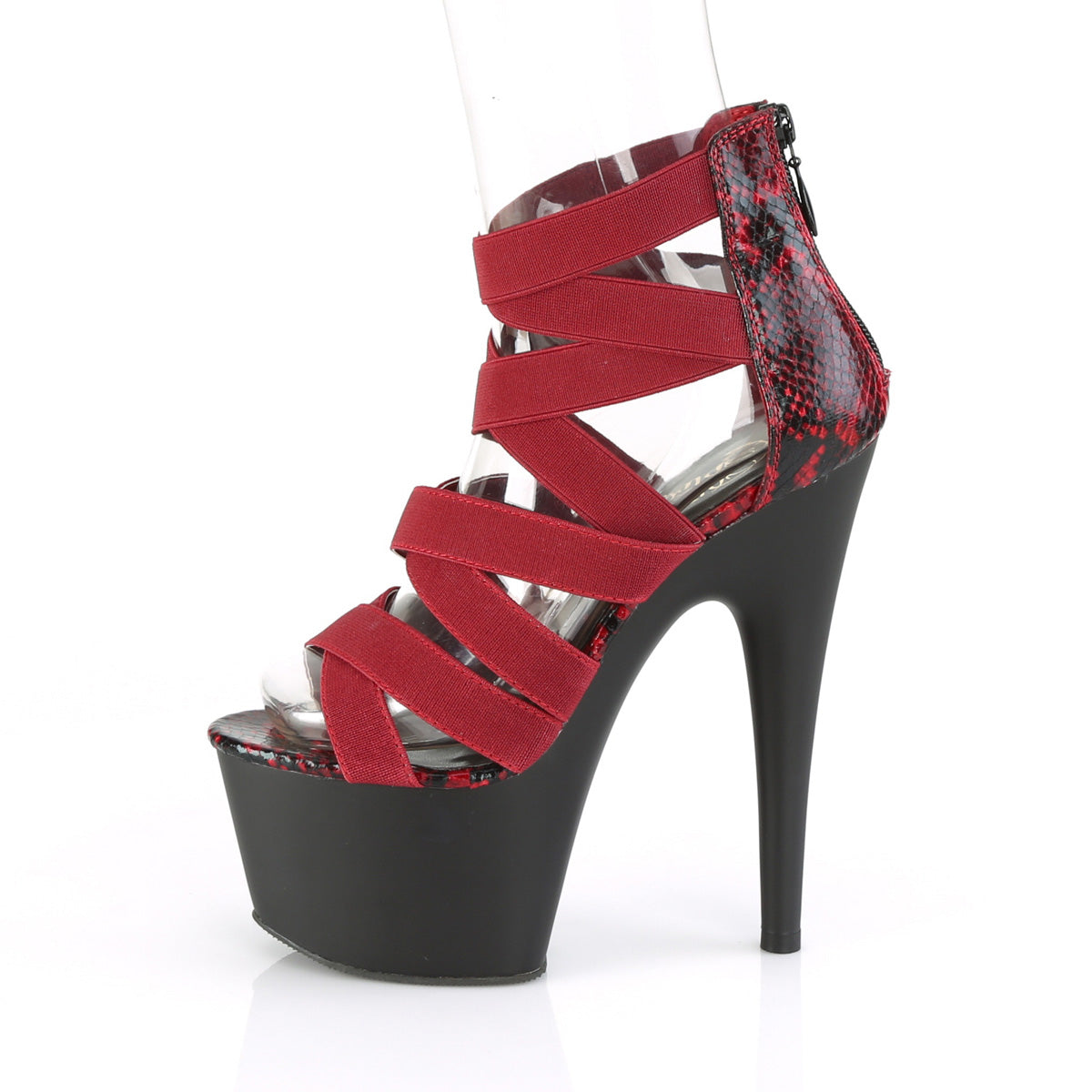 ADORE-748SP *7" Heel, 2 3/4" PF Close Back Criss Cross Sandal, Back Zip