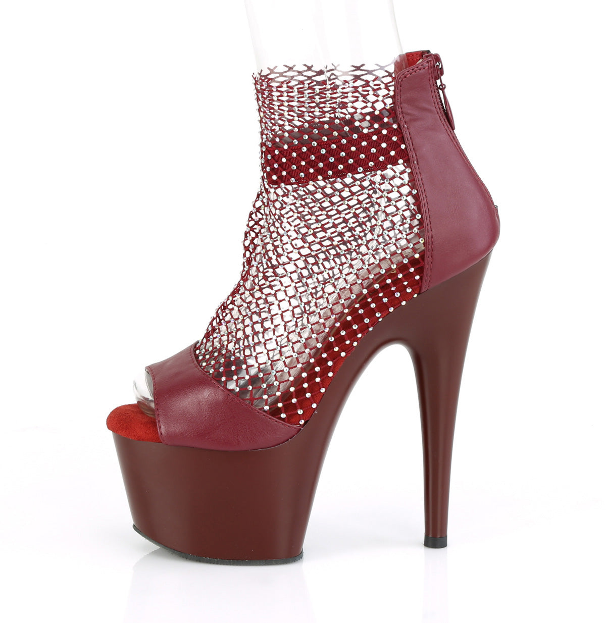 ADORE-765RM 7" Heel, 2 3/4" PF Close Back Shootie Sandal, Back Zip