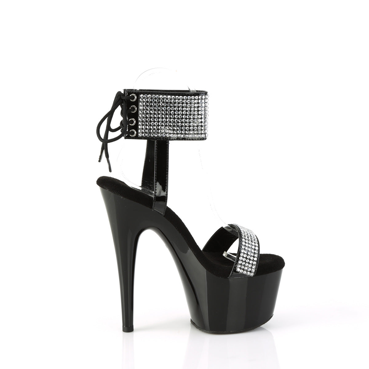 ADORE-770 7" Heel, 2 3/4" PF Lace-Up Back Ankle Cuff Sandal w/RS