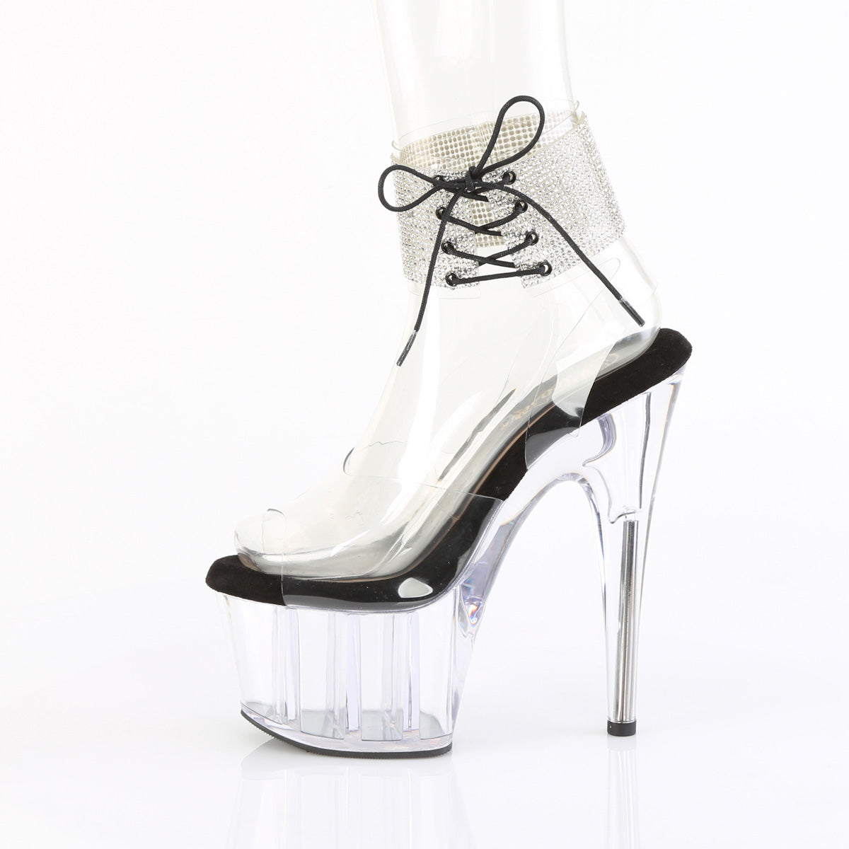 ADORE-791-2RS *7" Heel, 2 3/4" PF Rhinestoned Ankle Cuff Sandal