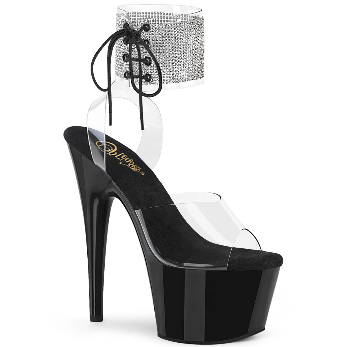 ADORE-791-2RS *7" Heel, 2 3/4" PF Rhinestoned Ankle Cuff Sandal