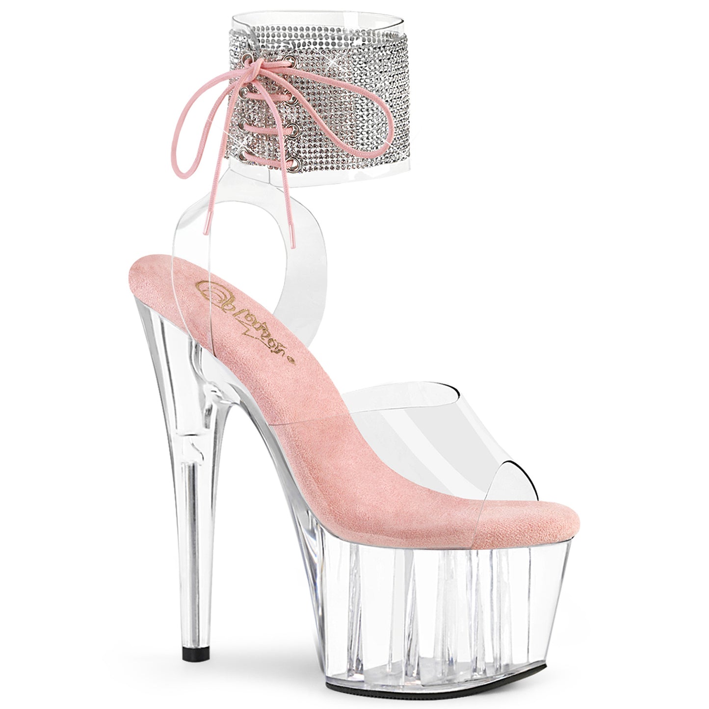 ADORE-791-2RS *7" Heel, 2 3/4" PF Rhinestoned Ankle Cuff Sandal