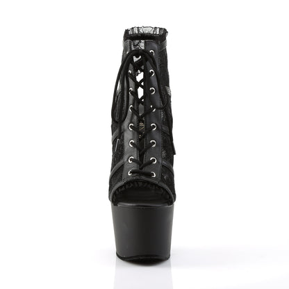 ADORE-796LC 7" Heel, 2 3/4" PF Open Toe/Heel Lace Overlay Bootie