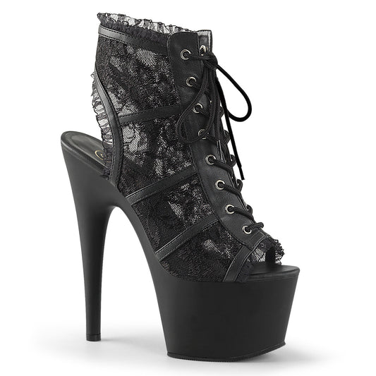 ADORE-796LC 7" Heel, 2 3/4" PF Open Toe/Heel Lace Overlay Bootie