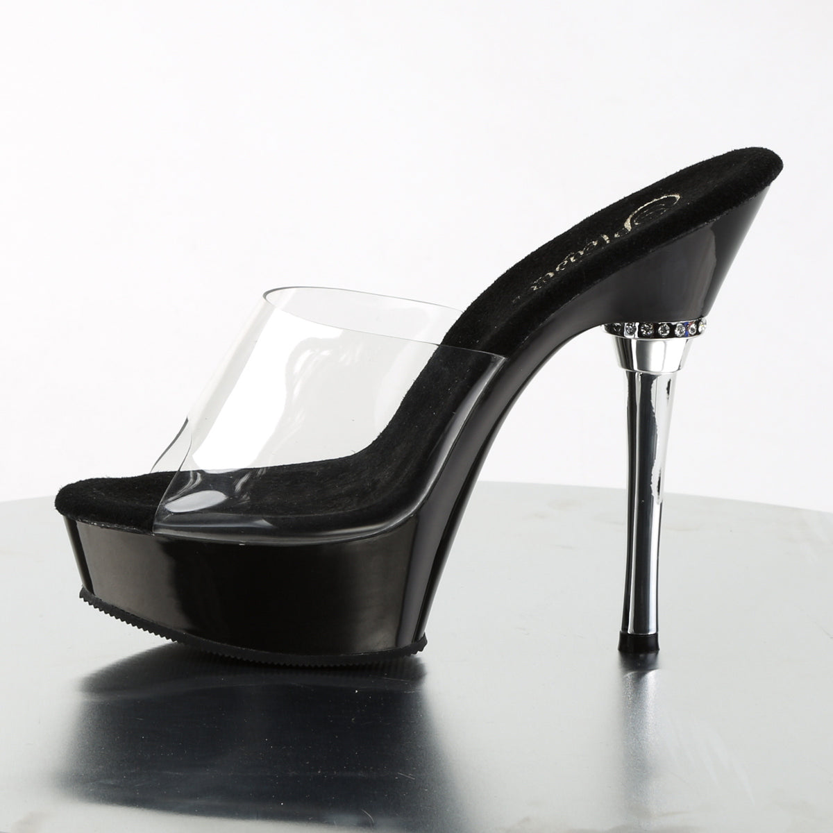 ALLURE-601 5 1/2" Heel 1 1/2" PF Chrome Heel Sandal