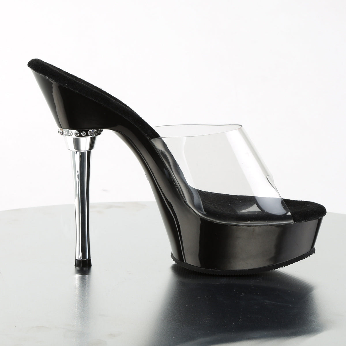 ALLURE-601 5 1/2" Heel 1 1/2" PF Chrome Heel Sandal
