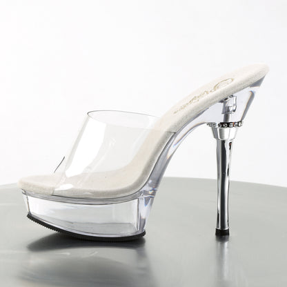 ALLURE-601 5 1/2" Heel 1 1/2" PF Chrome Heel Sandal