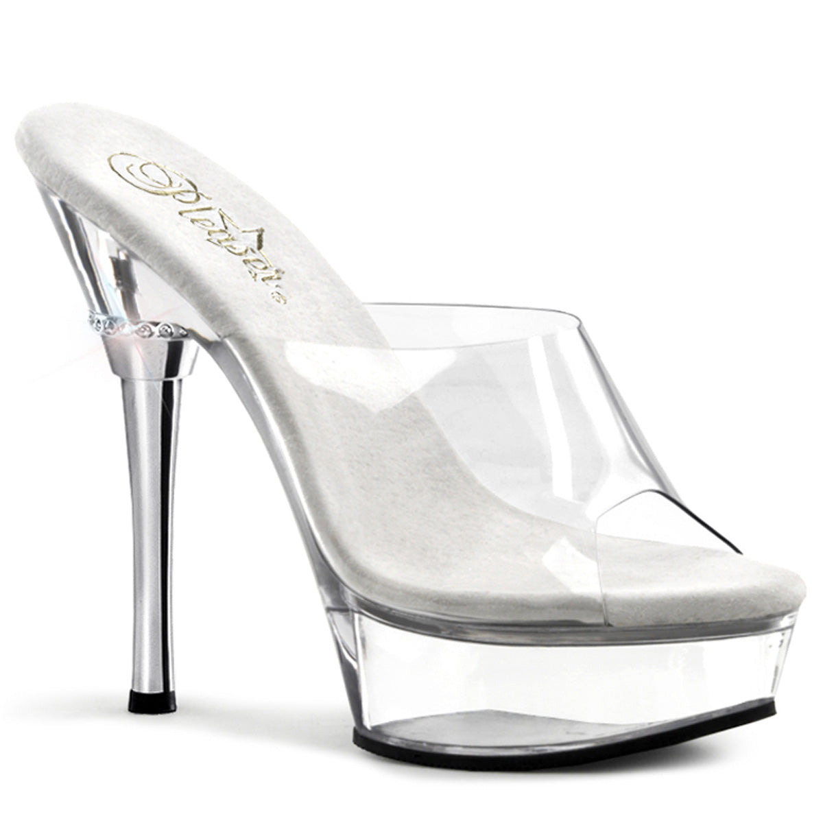 ALLURE-601 5 1/2" Heel 1 1/2" PF Chrome Heel Sandal