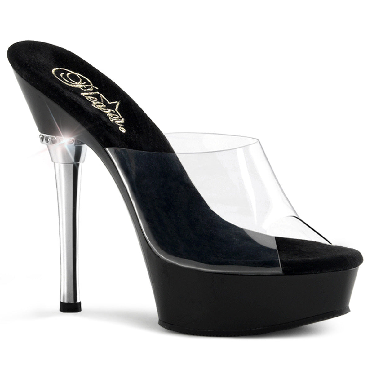 ALLURE-601 5 1/2" Heel 1 1/2" PF Chrome Heel Sandal