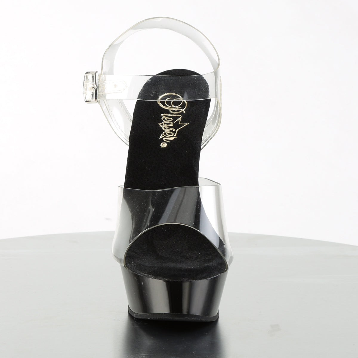 ALLURE-608 *5 1/2" Heel 1 1/2" PF Chrome Heel Ankle Strap Sandal