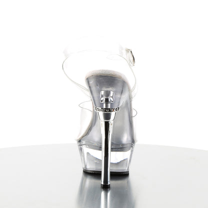 ALLURE-608 *5 1/2" Heel 1 1/2" PF Chrome Heel Ankle Strap Sandal