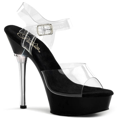 ALLURE-608 *5 1/2" Heel 1 1/2" PF Chrome Heel Ankle Strap Sandal