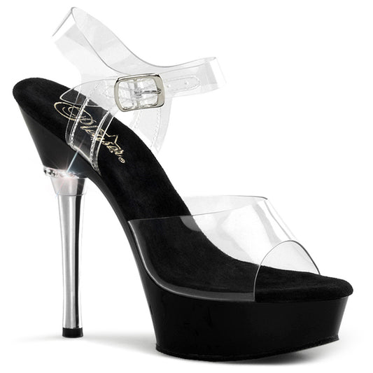 ALLURE-608 *5 1/2" Heel 1 1/2" PF Chrome Heel Ankle Strap Sandal