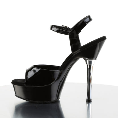 ALLURE-609 5 1/2" Heel 1 1/2" PF Chrome Heel Ankle Strap Sandal