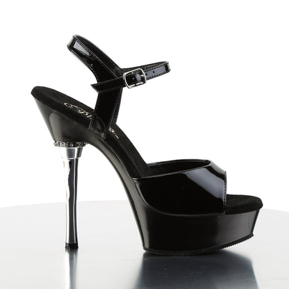 ALLURE-609 5 1/2" Heel 1 1/2" PF Chrome Heel Ankle Strap Sandal